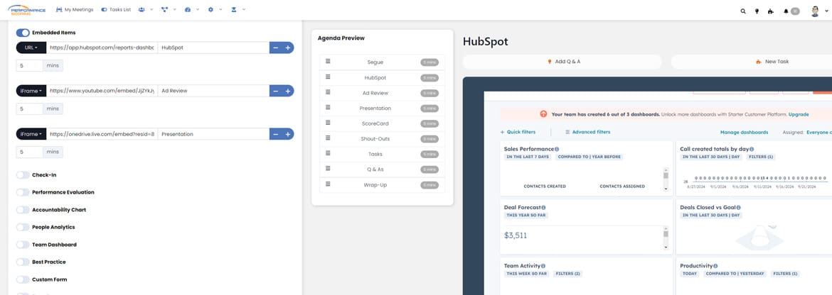 Meeting Embeds means Performance Scoring your hub