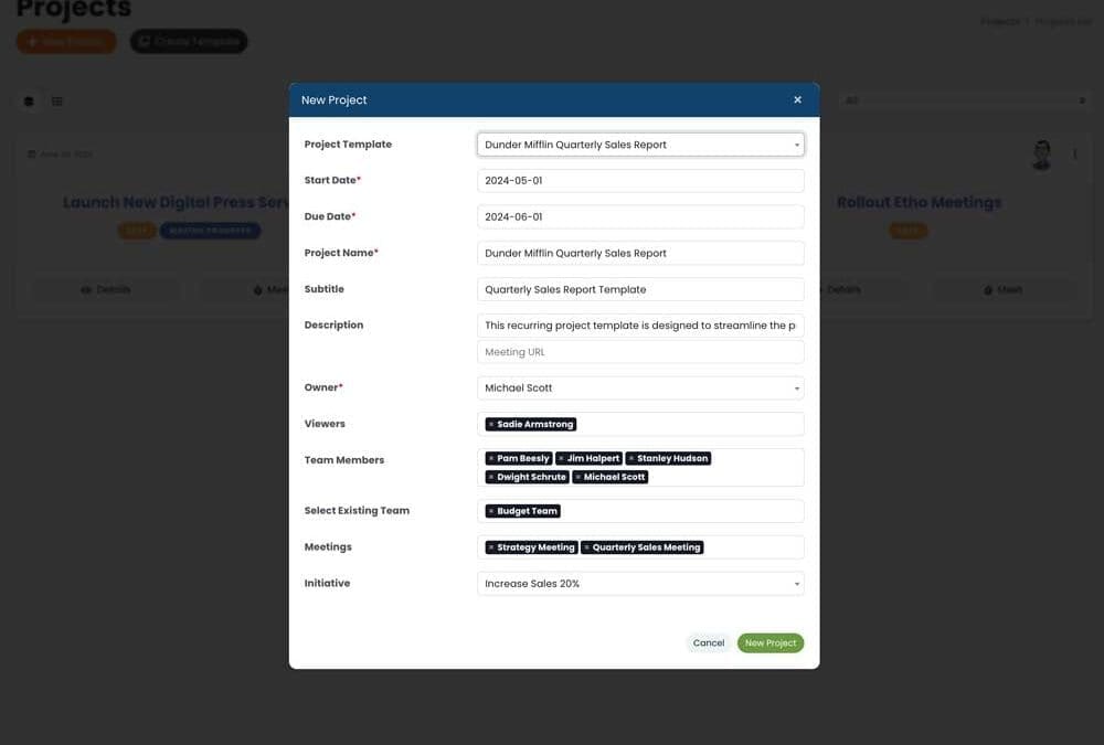 Streamline Your Workflow with Recurring Projects and Project Templates in Performance Scoring